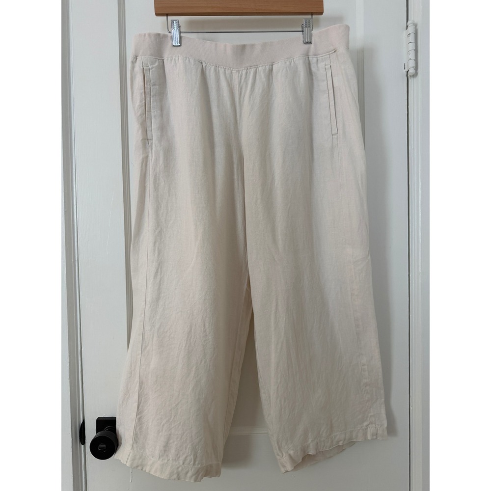 J Jill Love Linen Pull On‎ Off White Wide Leg Pants Size L: Lagenlook Coastal